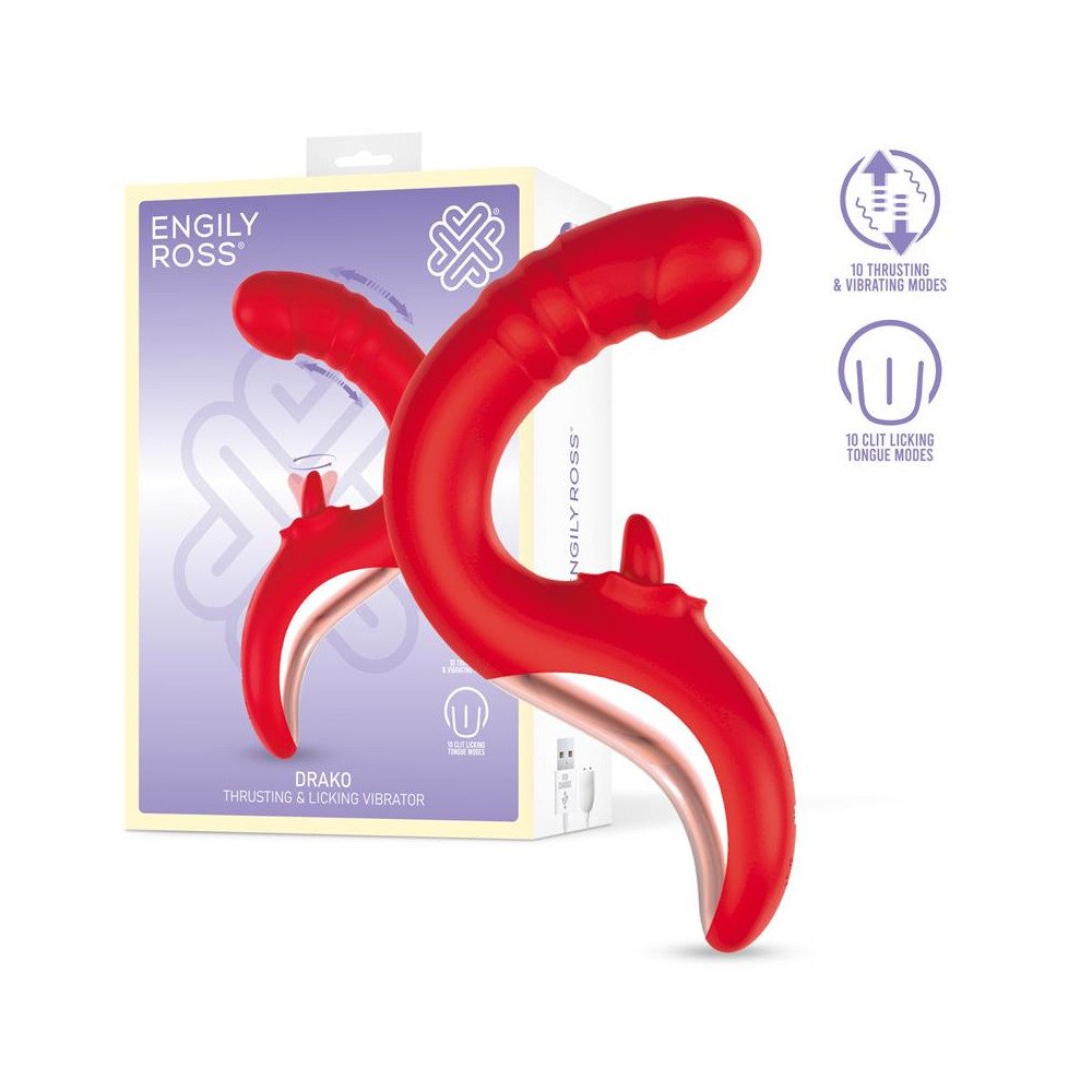 Drako Vibrador con Thrusting y Lengua Oscilante 360º
